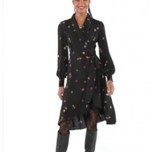 Size M CAbi Black Divine Dress with Flowers